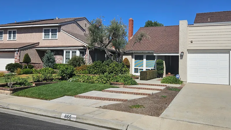 Existing front landscape before the complete renovation in Brea