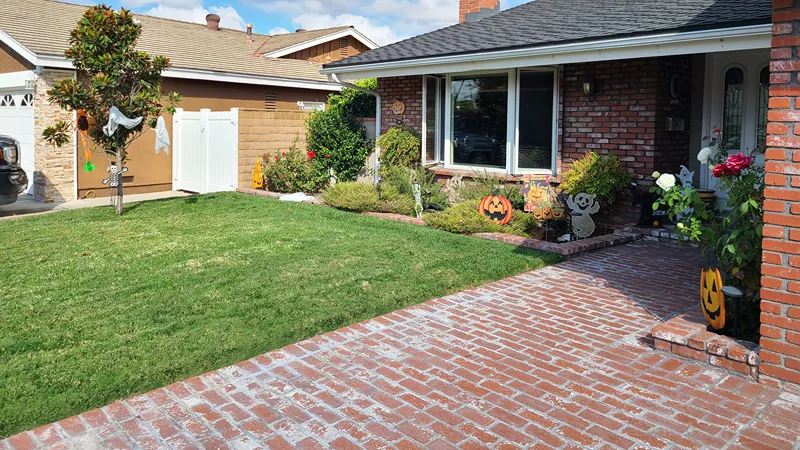 Residential landscape before a new garden bed was installed