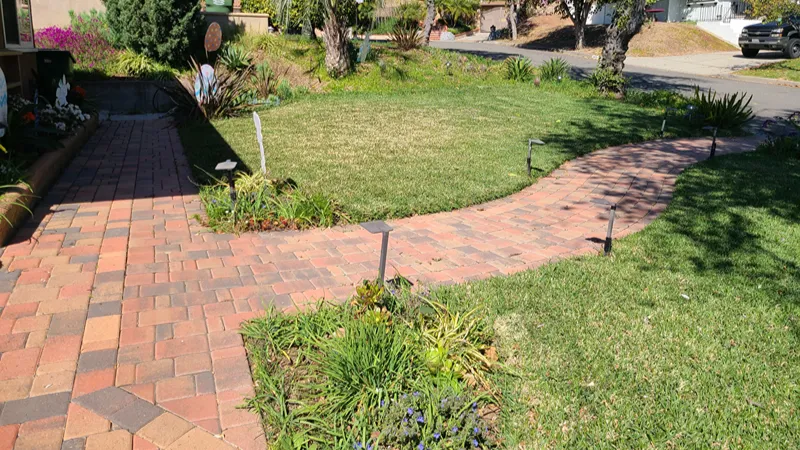Anaheim outdoor area before a landscape and hardscape renovation