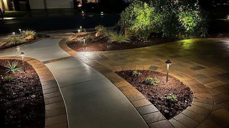 Finished La Mirada outdoor space with new landscaping and hardscaping
