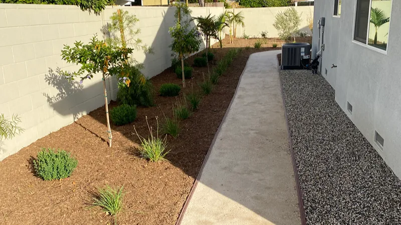 Finished Brea front yard with new landscaping and hardscape features
