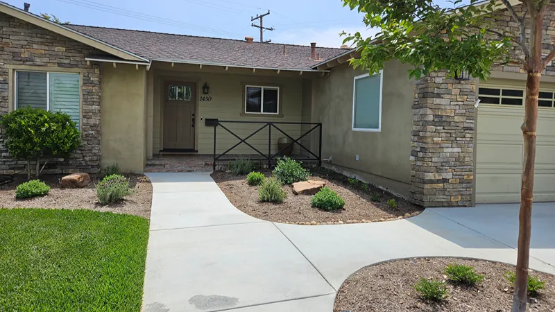 Completed landscape renovation at a Santa Ana home