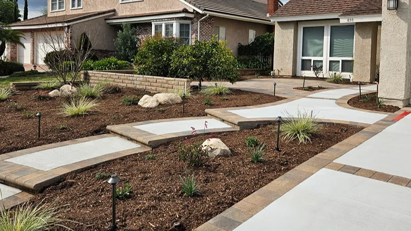Whittier outdoor area before landscaping and hardscape improvements