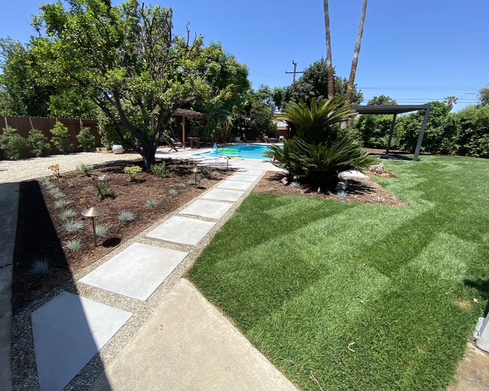 New sod lawn installed with a residential sprinkler system