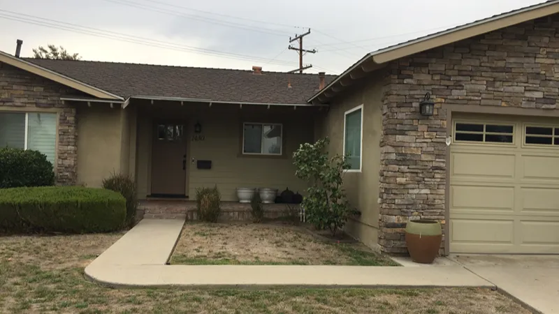Residential planting area before a landscape renovation in Fullerton