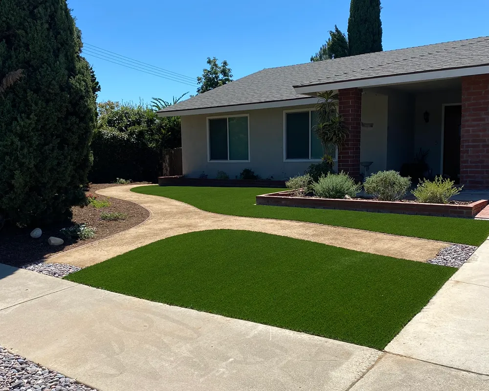 Completed synthetic turf installation in Fullerton, California