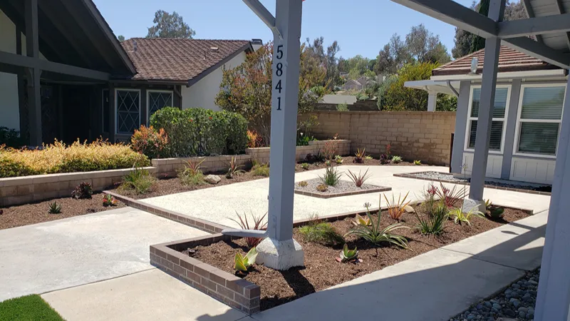 Expanded driveway and completed front yard renovation in Yorba Linda