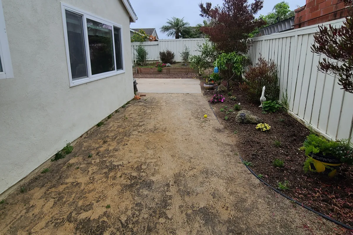 Second view of the Huntington Beach backyard before renovation