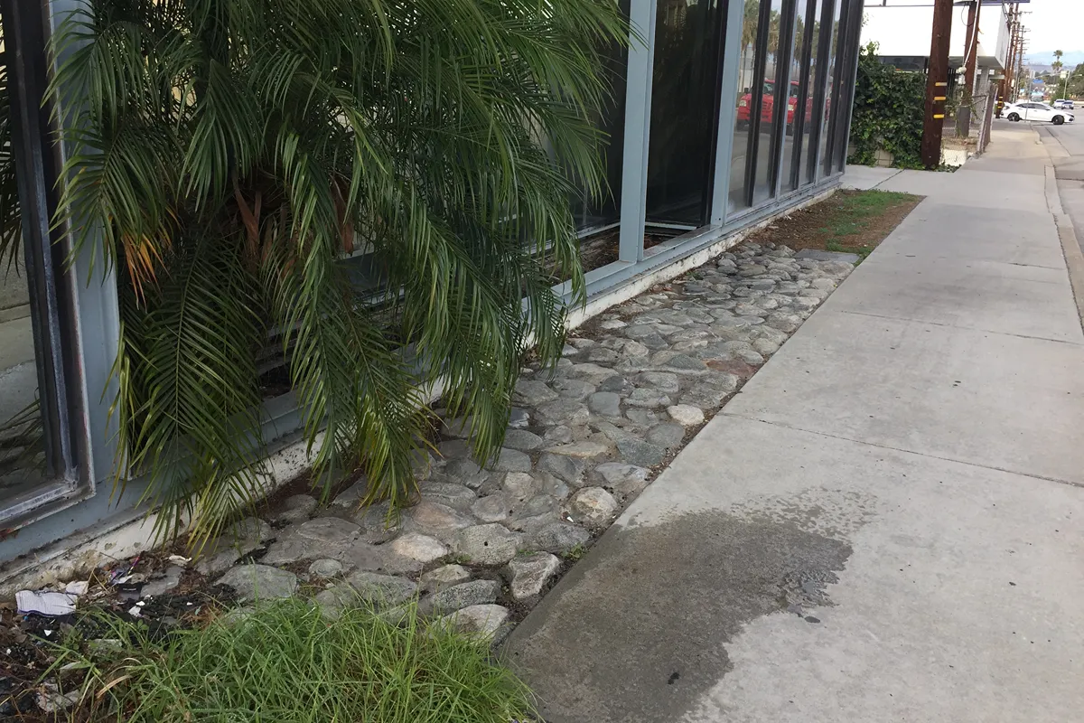 Side of the Fullerton business before its commercial landscape renovation